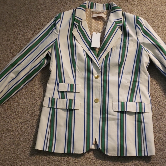 Tory Burch striped cotton blazer,  size 8 - Picture 6 of 8